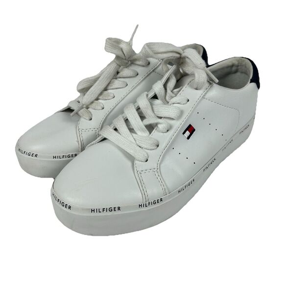 Tommy Hilfiger Shoes - Tommy Hilfiger Henissly 8.5 M Faux Leather Low Top Sneaker White Shoes Logo